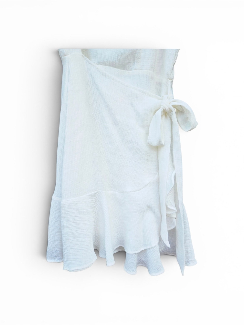 Gianni Bini GB White Gauze Ruffle Wrap Mini Dress Size Small - Picture 3 of 7
